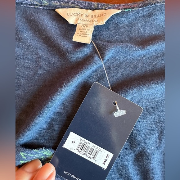 Lucky Brand Paisley Floral Blue Short Sleeve Top - Picture 12 of 13